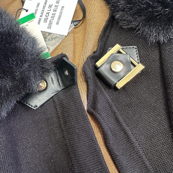 Anne KleinWomen's Faux-Fur-Trimmed Buckle-Front Cape L/XL - Picture 6 of 9